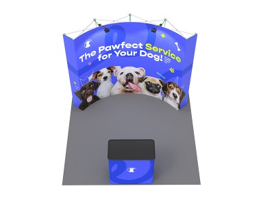 Curved - Medium 10ft - Pop Up Display Stand with Shipping Case to Podium