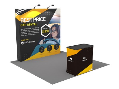 Straight - Small 8ft - Pop Up Banner Display with Shipping Case to Podium