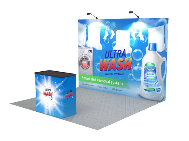 Straight - Medium 10ft - Pop Up Display Stand with Shipping Case to Podium