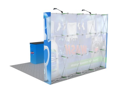 Straight - Medium 10ft - Pop Up Display Stand with Shipping Case to Podium