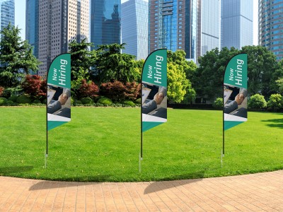 Feather Angled Flag - Small 8ft - with Ground Spike