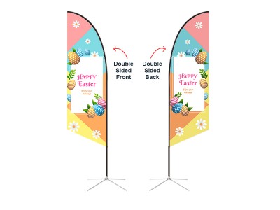 Feather Angled Flag - Small 8ft - with Cross Base