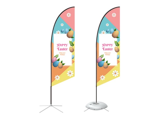 Feather Angled Flag - Small 8ft - with Cross Base