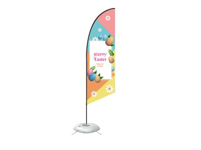 Feather Angled Flag - Small 8ft - with Cross Base