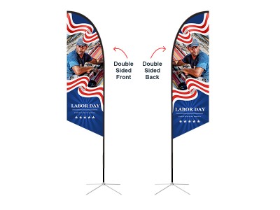 Feather Angled Flag - Medium 10ft - with Cross Base