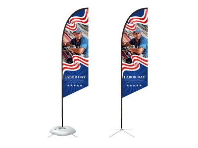 Feather Angled Flag - Medium 10ft - with Cross Base