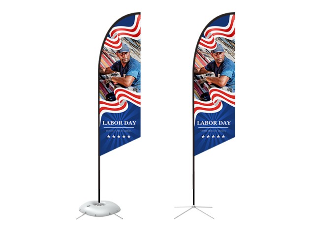 Feather Angled Flag - Medium 10ft - with Cross Base