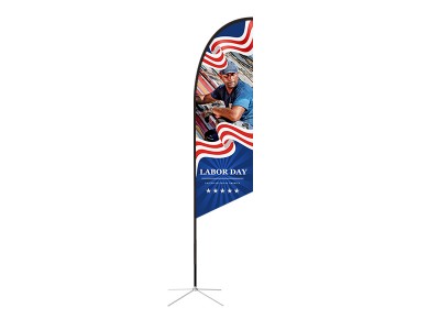 Feather Angled Flag - Medium 10ft - with Cross Base