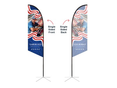 Feather Angled Flag - Medium 10ft - with Cross Base