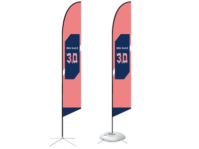 Feather Angled Flag - X-Large 17ft - with Cross Base