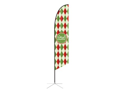 Feather Angled Flag - Large 13ft - with Cross Base