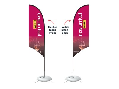 Feather Concave Flag - Medium 10ft - with Cross Base