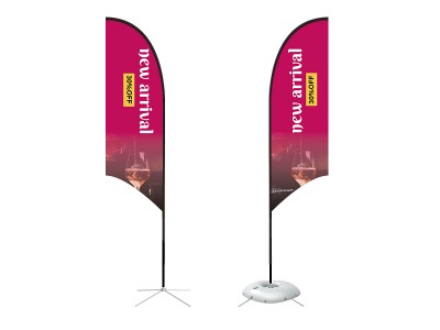 Feather Concave Flag - Medium 10ft - with Cross Base