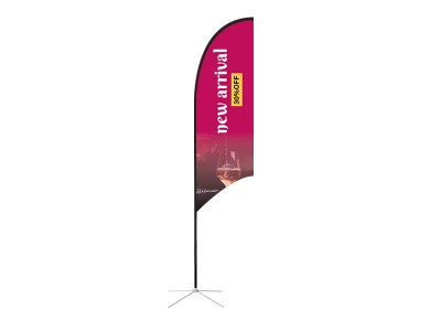 Feather Concave Flag - Medium 10ft - with Cross Base