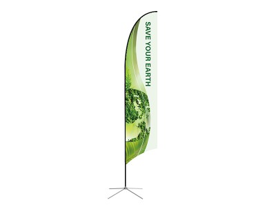 Feather Concave Flag - Large 13ft - with Cross Base