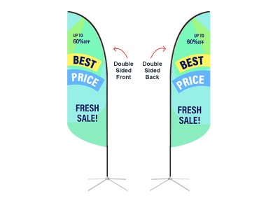 Feather Convex Flag - Small 8ft - with Cross Base