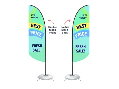Feather Convex Flag - Small 8ft - with Cross Base