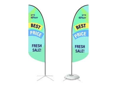 Feather Convex Flag - Small 8ft - with Cross Base