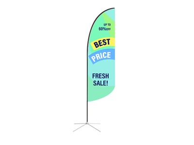 Feather Convex Flag - Small 8ft - with Cross Base