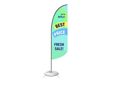 Feather Convex Flag - Small 8ft - with Cross Base