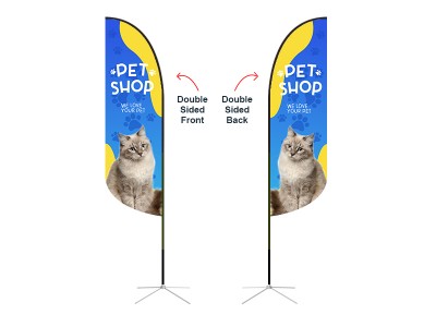 Feather Convex Flag - Medium 10ft - with Cross Base