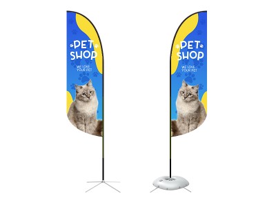 Feather Convex Flag - Medium 10ft - with Cross Base