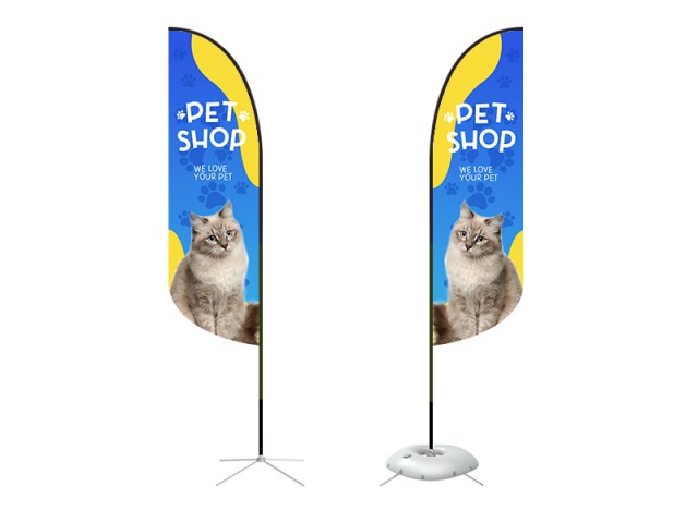 Feather Convex Flag - Medium 10ft - with Cross Base