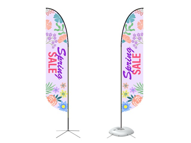 Feather Convex Flag - Large 13ft - with Cross Base