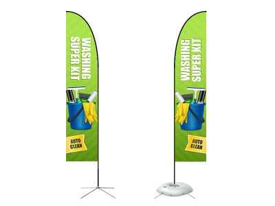 Feather Straight Flag - Large 13ft - with Cross Base