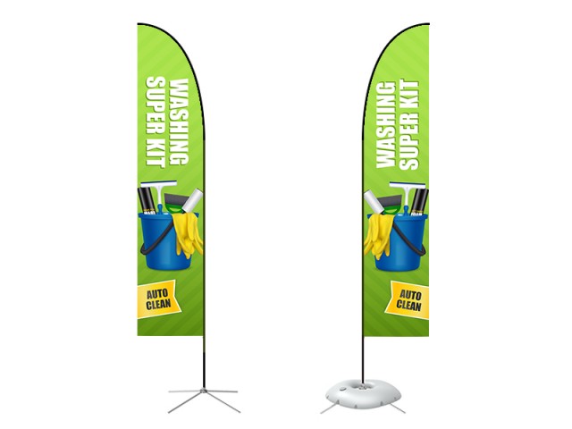 Feather Straight Flag - Large 13ft - with Cross Base