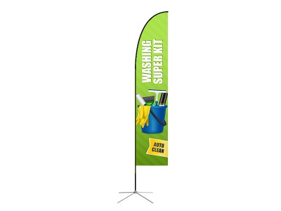 Feather Straight Flag - Large 13ft - with Cross Base
