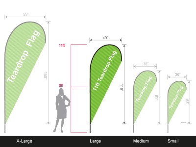 Teardrop Banner - Large 11ft - with Cross Base