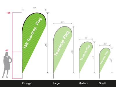 Teardrop Banner - X-Large 15ft - with Cross Base