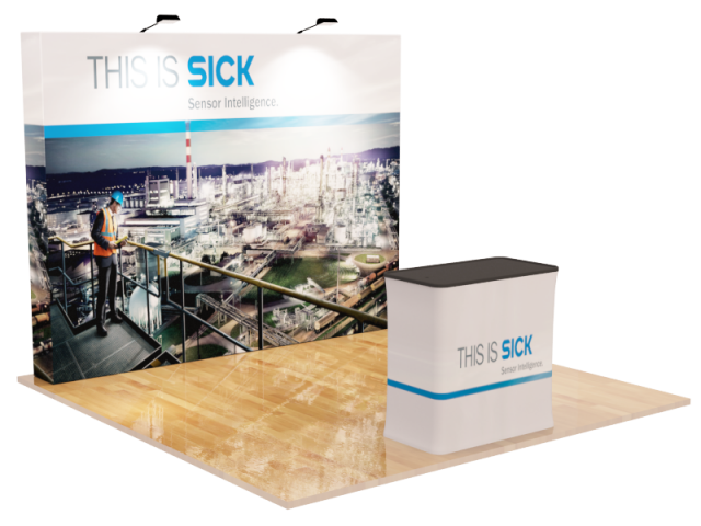 Straight - Medium 10ft - Pop Up Display Stand with Shipping Case to Podium