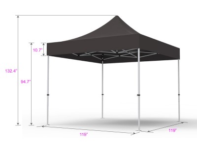 Blank Pop Up Canopy Tent 10x10ft - Black