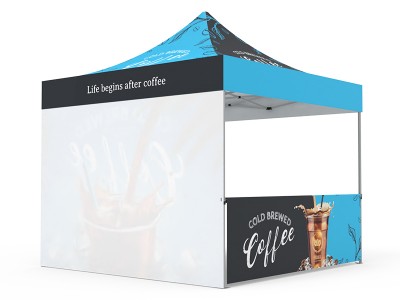 Pop-up Tent 10x10ft with Single-sided Full Backwall & 2x Single-sided Half Side Panel