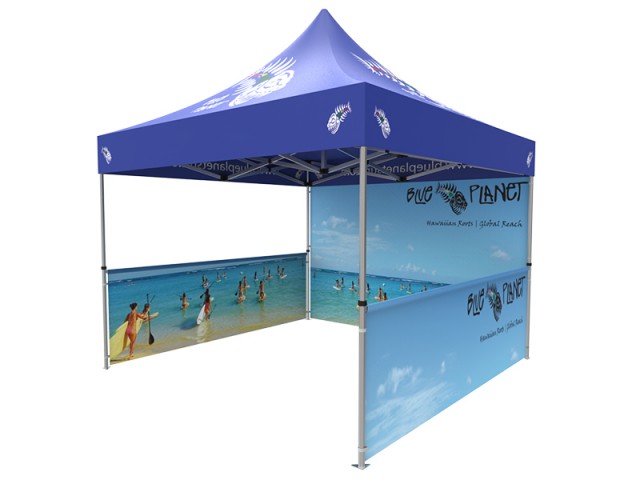 Pop-up Tent 10x10ft with Single-sided Full Backwall & 2x Double-sided Half Side Panel