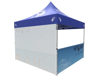 Pop-up Tent 10x10ft with Single-sided Full Backwall & 2x Double-sided Half Side Panel