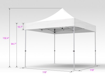 Pop-up Tent 10x10ft with Single-sided Full Backwall & 2x Single-sided Full Side Panel