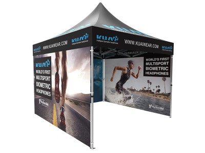 Pop-up Tent 10x10ft with Double-sided Full Backwall & 2x Double-sided Full Side Panel