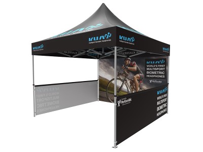 Pop-up Tent 10x10ft with Double-sided Full Backwall & 2x Single-sided Half Side Panel