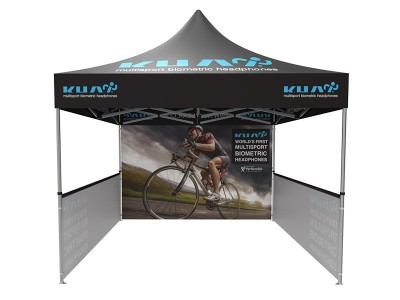 Pop-up Tent 10x10ft with Double-sided Full Backwall & 2x Single-sided Half Side Panel