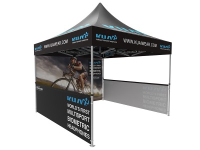 Pop-up Tent 10x10ft with Double-sided Full Backwall & 2x Single-sided Half Side Panel