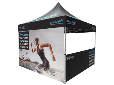 Pop-up Tent 10x10ft with Double-sided Full Backwall & 2x Single-sided Half Side Panel