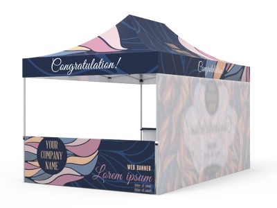 Pop-up Tent 10x15ft with Single-sided Full Backwall & 2x Single-sided Half Side Panel