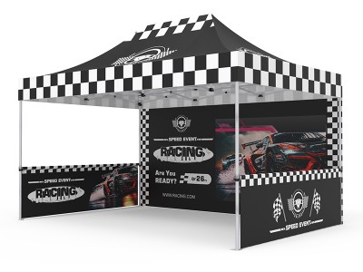 Pop-up Tent 10x15ft with Double-sided Full Backwall & 2x Double-sided Half Side Panel