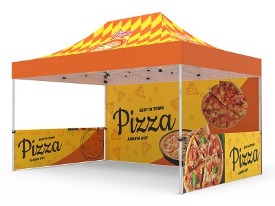 Pop-up Tent 10x15ft with Single-sided Full Backwall & 2x Double-sided Half Side Panel