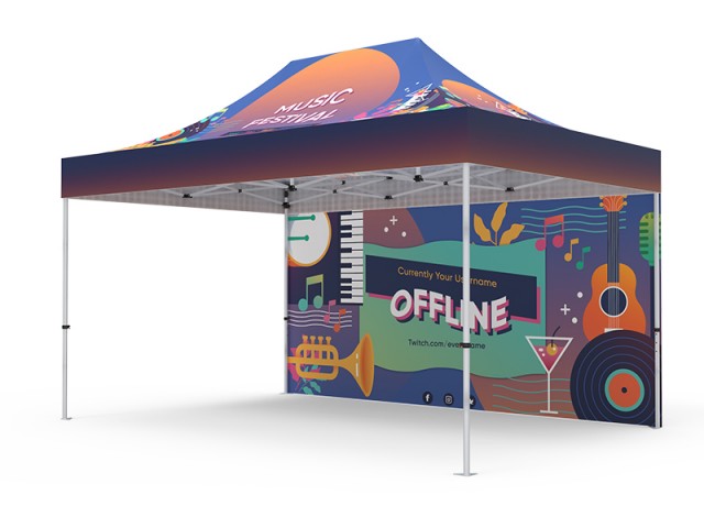 Pop-up Tent 10x15ft with Double-Sided Full Backwall