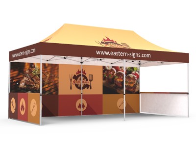 Pop-up Tent 10x20ft with Single-sided Full Backwall & 2x Single-sided Half Side Panel