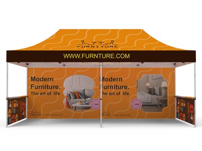 Pop-up Tent 10x20ft with Double-sided Full Backwall & 2x Double-sided Half Side Panel